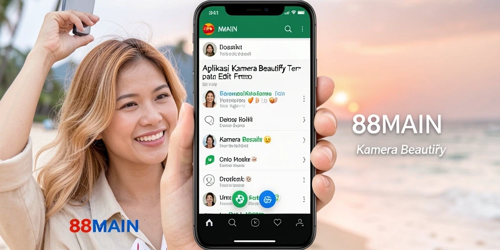 Screenshot antarmuka 88MAIN yang menunjukkan fitur Kamera Beautify.