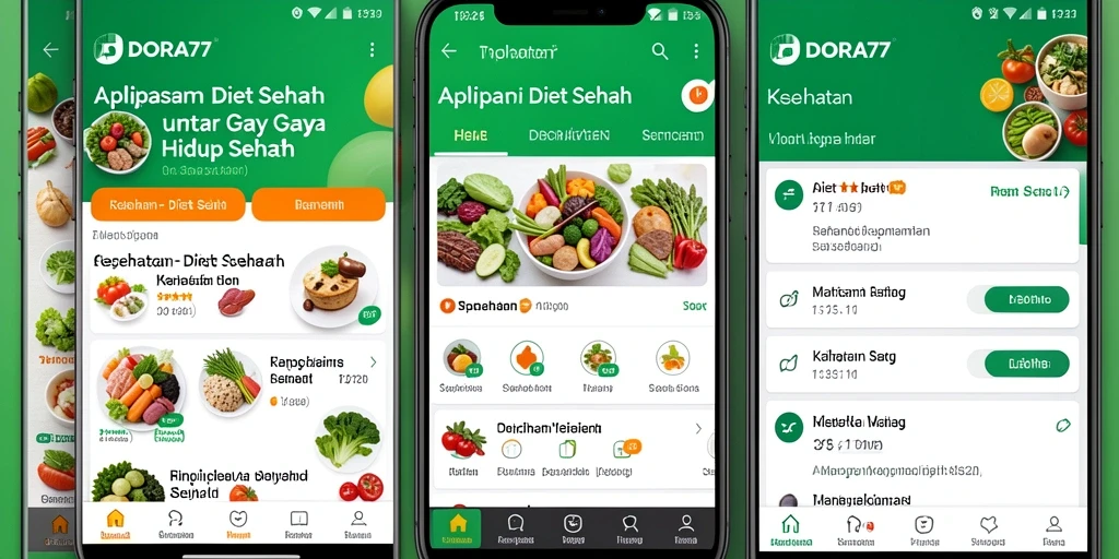 Tampilan antarmuka DORA77 yang ramah pengguna untuk Diet Sehat.