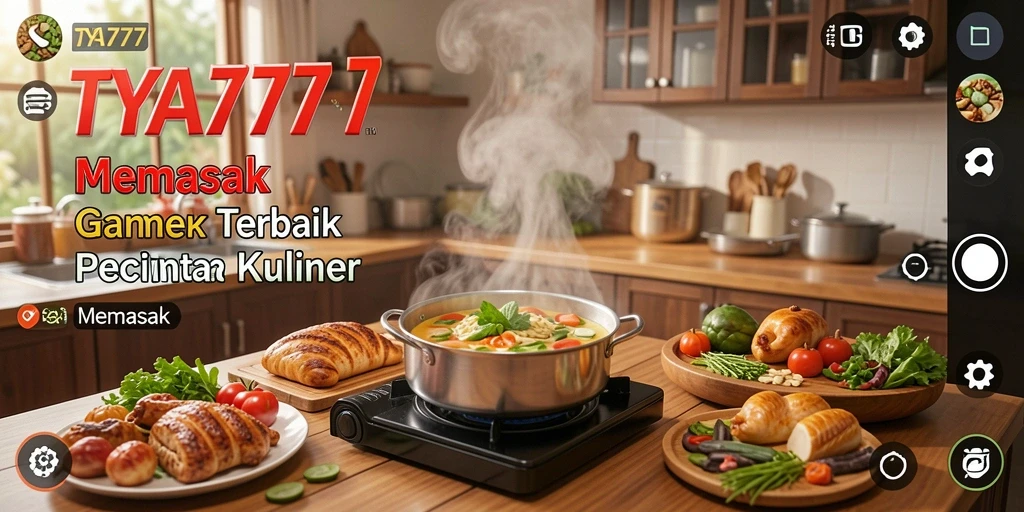 Screenshot antarmuka TYA777 menampilkan momen memasak yang seru.