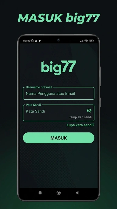 Tampilan halaman login big77