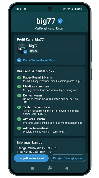 Tampilan kanal resmi big77
